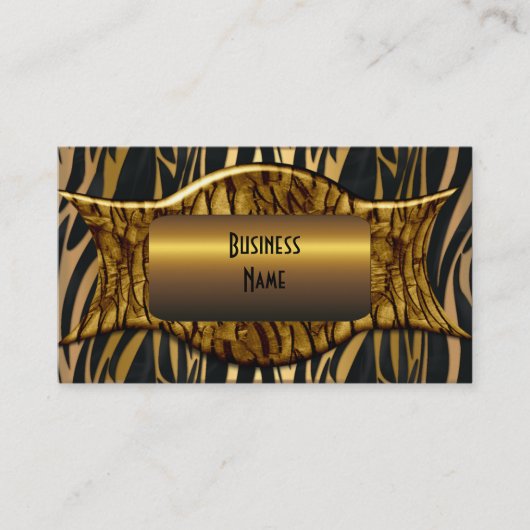 Carte De Visite Zebra Black Gold Elegant Business (Devant)