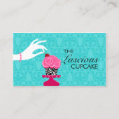Carte De Visite Zebra Cupcake Turquoise Damask Bakery (Devant)