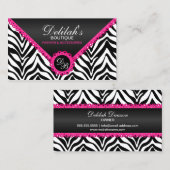 Carte De Visite Zebra Hot rose dentelle noir Shimmer Look Monogram (Devant / Derrière)