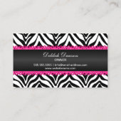 Carte De Visite Zebra Hot rose dentelle noir Shimmer Look Monogram (Dos)