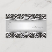 Carte De Visite Zebra Metal Chrome Look Elegant noir blanc argent (Dos)