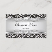 Carte De Visite Zebra Metal Chrome Look Elegant noir blanc argent (Devant)