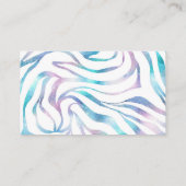 Carte De Visite Zebra moderne Imprimer Glam Bleu Violet Parties sc (Dos)