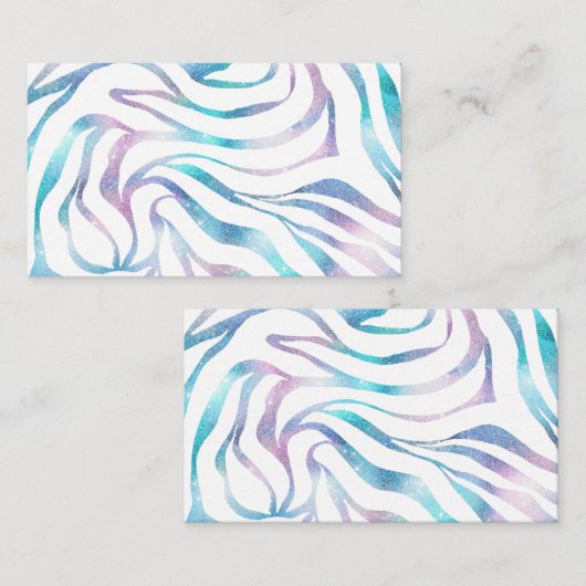 Carte De Visite Zebra moderne Imprimer Glam Bleu Violet Parties sc (Devant / Derrière)