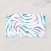 Carte De Visite Zebra moderne Imprimer Glam Bleu Violet Parties sc (Devant)