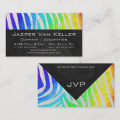 Carte De Visite Zebra Monogram Arc-en-ciel et impression blanche (Devant / Derrière)