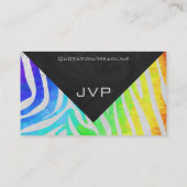 Carte De Visite Zebra Monogram Arc-en-ciel et impression blanche (Dos)