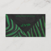 Carte De Visite Zebra Monogramme noir et vert (Dos)