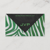 Carte De Visite Zebra Monogramme Vert et Blanc Impression (Dos)