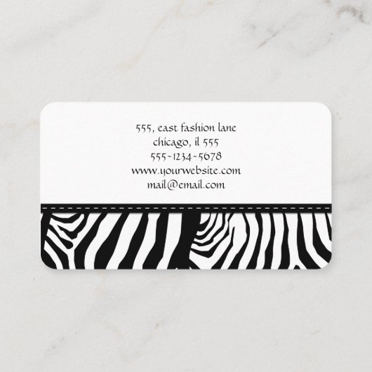 Carte De Visite Zebra Print, Zebra Stripes, Rose Zebra (Dos)