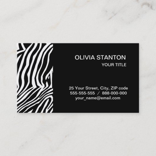 Carte De Visite Zebra skin motif (Devant)