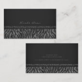 Carte De Visite Zebra Sparkle Silver Black Glam Chic Élégant Bling (Devant / Derrière)