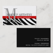 Carte De Visite Zebra Stripe Motif Monogramme maquillage Artiste (Devant / Derrière)