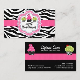 Carte De Visite Zebra Stripes Cupcake Boulangerie