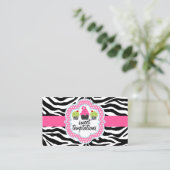 Carte De Visite Zebra Stripes Cupcake Boulangerie (Debout devant)