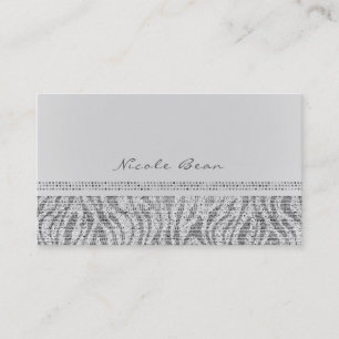 Carte De Visite Zèbre Blanc Paillettes Étincelantes Glam Chic Mode
