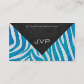 Carte De Visite Zèbre bleu et blanc avec Monogramme (Dos)