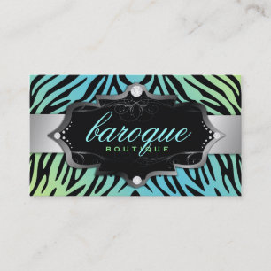 Carte De Visite Zèbre de chaux de turquoise de boutique du baroqu