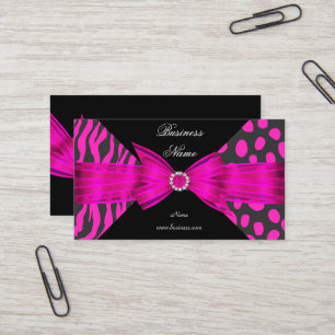 Carte De Visite Zèbre élégant Léopard Noir Rose chaud