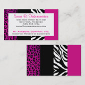 Carte De Visite Zèbre et léopard de poster de animal de roses (Devant / Derrière)