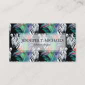 Carte De Visite Zèbre et motif de fleurs exotique (Devant)