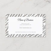 Carte De Visite Zèbre gris moderne Imprimer Script professionnel (Dos)