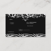 Carte De Visite Zèbre Léopard Argent Noir Blanc Rayure 2 (Dos)