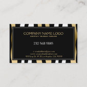 Carte De Visite Zèbre Noir Blanc Et Or (Dos)