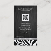 Carte De Visite Zèbre noir et blanc élégant (Dos)