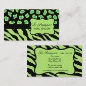 Carte De Visite Zèbre noir, Turquoise et vert & Cheetah Skin perso (Devant / Derrière)