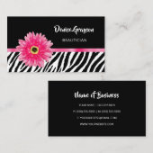 Carte De Visite Zèbre Tendance Impression Avec Gerbera Rose Fleur  (Devant / Derrière)