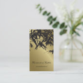 Carte De Visite Zen élégant de feuille d'or oriental et de bambou (Debout devant)