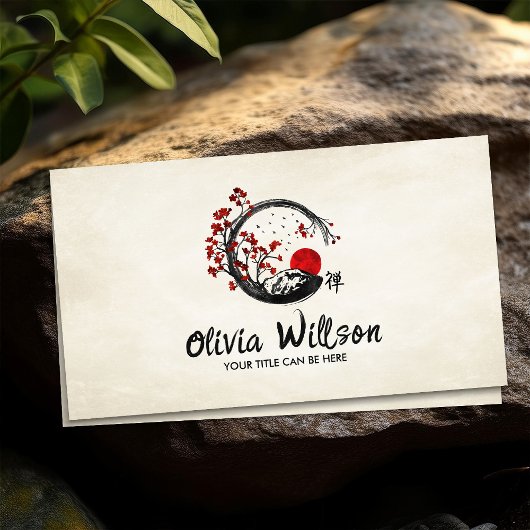 Carte De Visite Zen Enso Circle Sakura Soleil de l'arbre