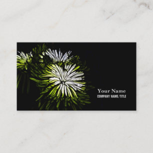 Carte De Visite Zen floral Lime vert blanc Chrysanthemum