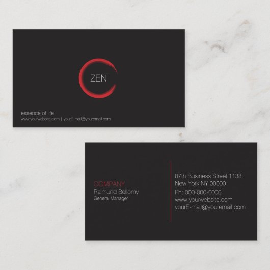 Carte de visite Zen rouge (Devant / Derrière)
