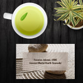 Carte De Visite Zen Sand Labrynth et Pierres avec Faux Linen