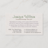 Carte De Visite Zen Serenity Spa Aquarelle Art (Dos)