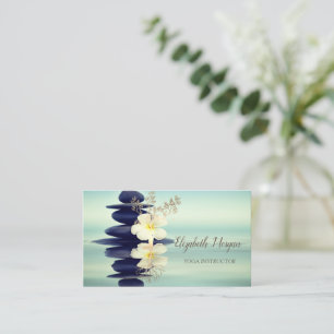 Carte De Visite Zen Stones Gold Tree Silhouette White Orchid