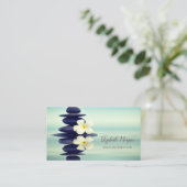 Carte De Visite Zen Stones Orchidée blanche (Debout devant)