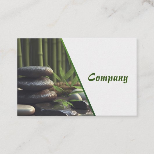 Carte De Visite Zen Stones Spa Wellness tranquility white green (Devant)