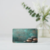 Carte De Visite Zen Stones Spa Wellness Turquoise copper (Debout devant)