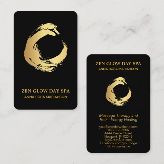 Carte De Visite *~* Zen Yoga Abstraite médaille de brosse d'or Rei (Devant / Derrière)