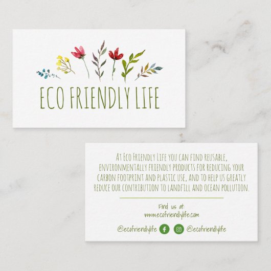 Carte De Visite Zéro déchets écologiques (Devant / Derrière)