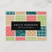 Carte De Visite Zigzag, Chevron, En vichy, Pois, Patchwork (Devant)