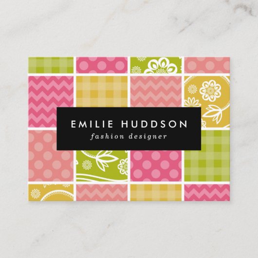 Carte De Visite Zigzag, Chevron, Pois, En vichy, Patchwork (Devant)