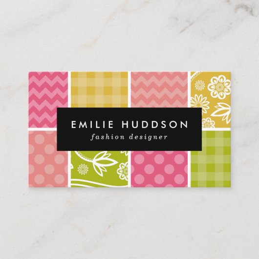 Carte De Visite Zigzag, Chevron, Pois, En vichy, Patchwork (Devant)