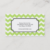 Carte De Visite Zigzag de chevron vert motif personnel élégant (Dos)