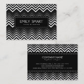 Carte De Visite Zigzag noir et blanc Chevron (Devant / Derrière)