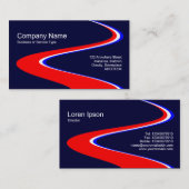 Carte De Visite ZigZag Path - Rouge, Blanc et Bleu sur Dark Navy (Devant / Derrière)