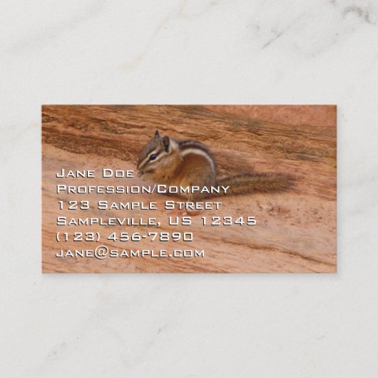 Carte De Visite Zion Chipmunk sur Red Rocks (Devant)